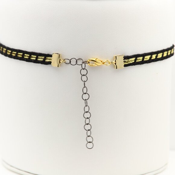 Gold Black Lace Gothic Choker Adjustable Length Fancy Trim chokers (#76) - Picture 6 of 9